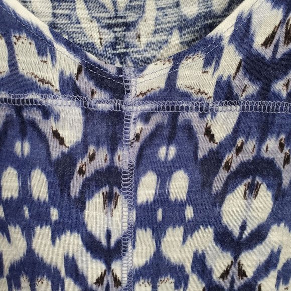 Cynthia Rowley Sz 2X Shirt Rayon Knit Cap Sleeve Pullover A-line Hem V-neck Blue - Picture 9 of 9